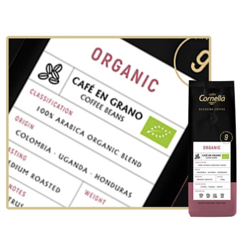 Cafés Cornella Organic szemes kávé 250gramm
