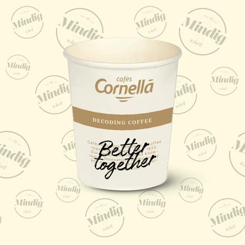 Papír pohár 280 ml Cafés Cornellá 50 db/csík (db ár)