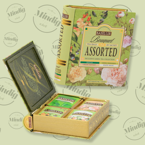Basilur Tea Book Bouquet filteres zöld tea válogatás (4 ízben) - fém díszdobozban